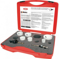 Jeu de scies cloches 8 pièces 22 - 68 mm prof. coupe 38 mm HSSE-Co8-bi-métal RUK 