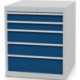 Armoire à tiroirs H819xl705xP736mm gris clair/bleu signal 5 tiroirs. extraction 