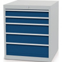 Armoire à tiroirs H819xl705xP736mm gris clair/bleu signal 5 tiroirs. extraction 