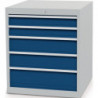 Armoire à tiroirs H819xl705xP736mm gris clair/bleu signal 5 tiroirs. extraction 