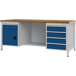 Établi bleu séc.. RAL 5005 gris clair. RAL 7035 l2000xH859xP750 mm Hêtre multipl 