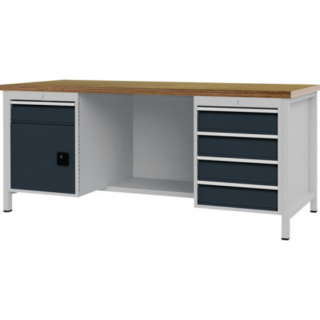 Établi gris anthracite. RAL 7016 l2000xH859xP750 mm Hêtre multiplex 40 mm 5 tiro 