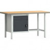 Établi PW 700 l.1500xP700xH840 mm hêtre Multiplex gris clair, RAL 7035 gris anthr., RAL 7016 2 tiroirs 1 porte