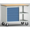 Etabli PW700 L885xP700xH805mm hêtre multipl. gris clair/bleu brillant 6 tiroirs