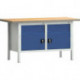 Établi PW 700 l.1500xP700xH840 mm hêtre Multiplex gris clair, RAL 7035 bleu gentiane, RAL 5010 2 tir. 2 portes