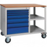 Etabli PW700 L885xP700xH805mm hêtre multipl. gris clair/bleu gentiane 2 tiroirs