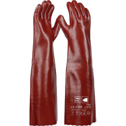 Gant protection ctre produits chimiques Pirat taille 10 rouge-brun PVC EN 388. E (Par 6)