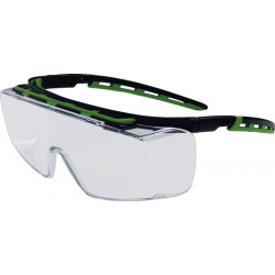 Lunettes de protection Cubic EN 166 EN 170 étriers noirs/verts.verre transparent 