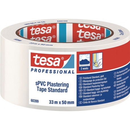 Bande d’enduit en PVC 60399 standard blanche longueur 33 m largeur 50 mm TESA (Par 6)