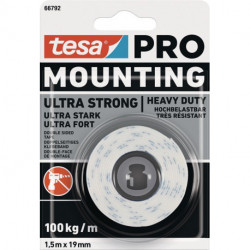 Bande adhésive de montage Mounting PRO Ultra Strong 66792 blanche longueur 1.5 m (Par 12)