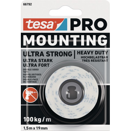 Bande adhésive de montage Mounting PRO Ultra Strong 66792 blanche longueur 1.5 m (Par 12)