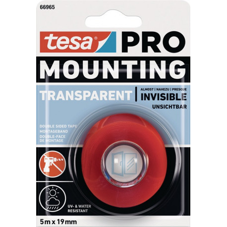 Bande adhésive de montage Mounting PRO Transparent 66965 transparente longueur 5 (Par 12)