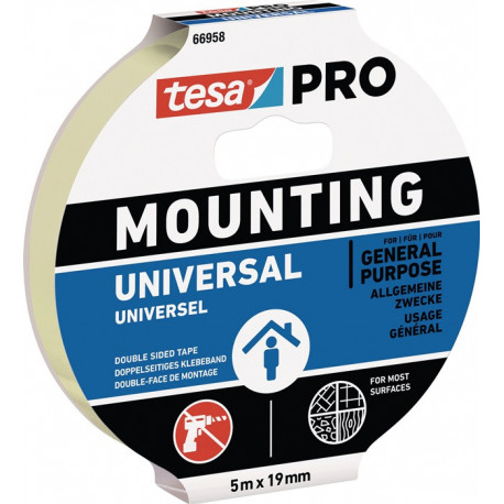 Bande adhésive de montage Mounting PRO Universal 66958 blanche longueur 5 m larg (Par 8)