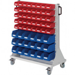 Chariot à roulettes RasterMobil H1230xl1000xP500mm Boîtex.18xtaille6 bleu/40xtai 