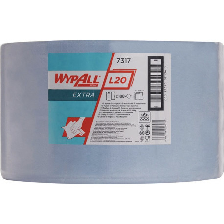Torchon WYPALL L20 EXTRA+ L380xl235env. mm bleu 2 couches KIMBERLY-CLARK