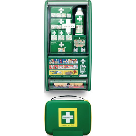 Station de premiers secours l290xH560xP120ca.mm vert CEDERROTH 