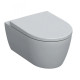 WC à fond creux Geberit iCon Rimfree fermé. Forme avec siège de toilette blanc