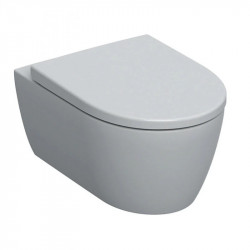 WC à fond creux Geberit iCon Rimfree fermé. Forme avec siège de toilette blanc KT