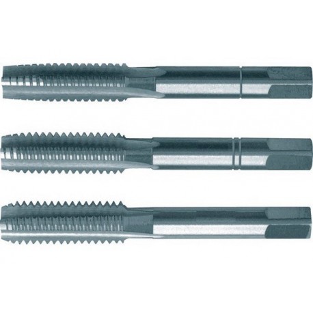 Jeu de tarauds à main, filetage régulier ISO métrique, 3 unités, Filetage : M16, Pas 2,00 mm, Long. totale 80 mm, queue Ø 12 mm