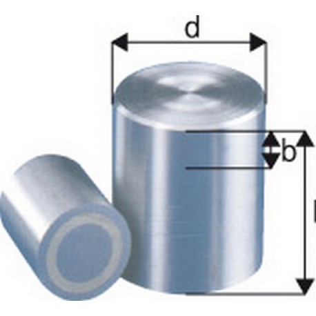Aimant cylindrique, Ø d : 13 mm, Hauteur l 18 mm, Réduction max. b 7 mm, Force de maintien : 12 N, Poids : 18 g