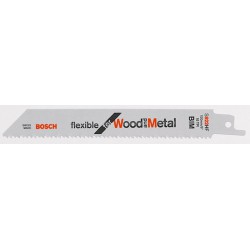 Lame de scie sabre pour bois avec métal, coupe droite fine, Réf. Bosch : S 922 HF, Qualité de lame de scie BiM, Long. totale 150 mm, Pas de dents : 2,5 mm