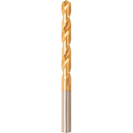 Foret hélicoïdal avec queue cylindrique, en acier à coupe rapide, type N, DIN 338, surface avec revêtement TiN, Ø h8 : 5,10 mm, Long. totale 86 mm