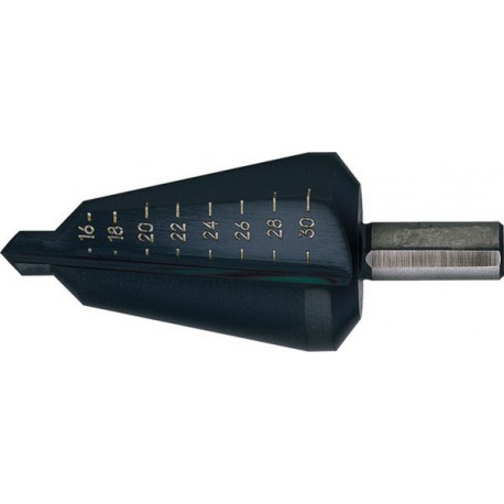 Jeu de forets perce-tôle de précision, acier à coupe rapide, revêtement traité à la vapeur, Capacité de perçage : 3-14 mm, Taille 1, Long. totale 58 mm