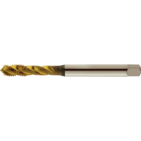 Taraud machine pour trous borgnes, DIN 371, Surface à revêtement TiN, Filetage : M4, Pas 0,7 mm, Long. totale 63 mm, queue Ø 4,5 mm