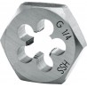 Filière 6 pans, BSP, Filetage : G 1/8 pouces, Filets par 28 pouces, Cote s/plats x hauteur 27 x 11 mm