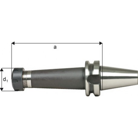 Mandrin à pinces, type ER DIN 2080 avec arrosage central, Capacité de serrage : 2,0-20,0 mm, MAS-BT 40, Pince de serrage ER32, a : 70 mm, d1 : 50 mm
