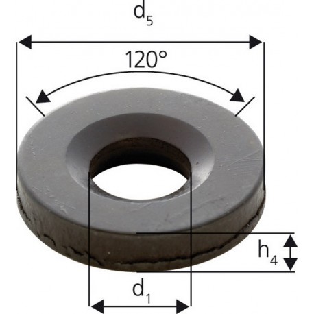 Rondelle à rotule concave forme G, Pour vis : M12, Ø d'alésage d1 14,2 mm, Ø extérieur d5 35 mm, Hauteur h4 : 5 mm, Rayon (r) : 17 mm
