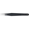 Brucelles de précision ESD, Pointes : pointu, droit, fin, Surfaces de préhension micro-rugueux par matage, Surface antireflet, noir, pointes brossées