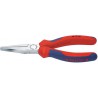 Pince à longs becs, en acier électrique au chrome vanadium, tête chromée, poignées à gaine en plastique, Long. : 160 mm, Long. des becs 46,5 mm