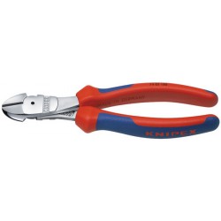 Pince coupante latérale démultipliée, acier chrome vanadium, tête chromée, poignées à gaine en plastique, Long. : 160 mm