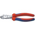 Pince coupante latérale démultipliée, acier chrome vanadium, tête chromée, poignées à gaine en plastique, Long. : 160 mm